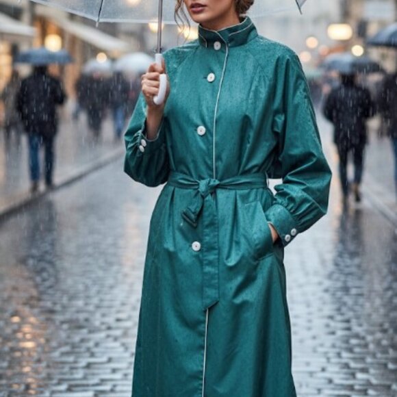 Worthington Trench Coat Vintage Long Lined Belted Rain Womens Size 12 - Picture 1 of 13